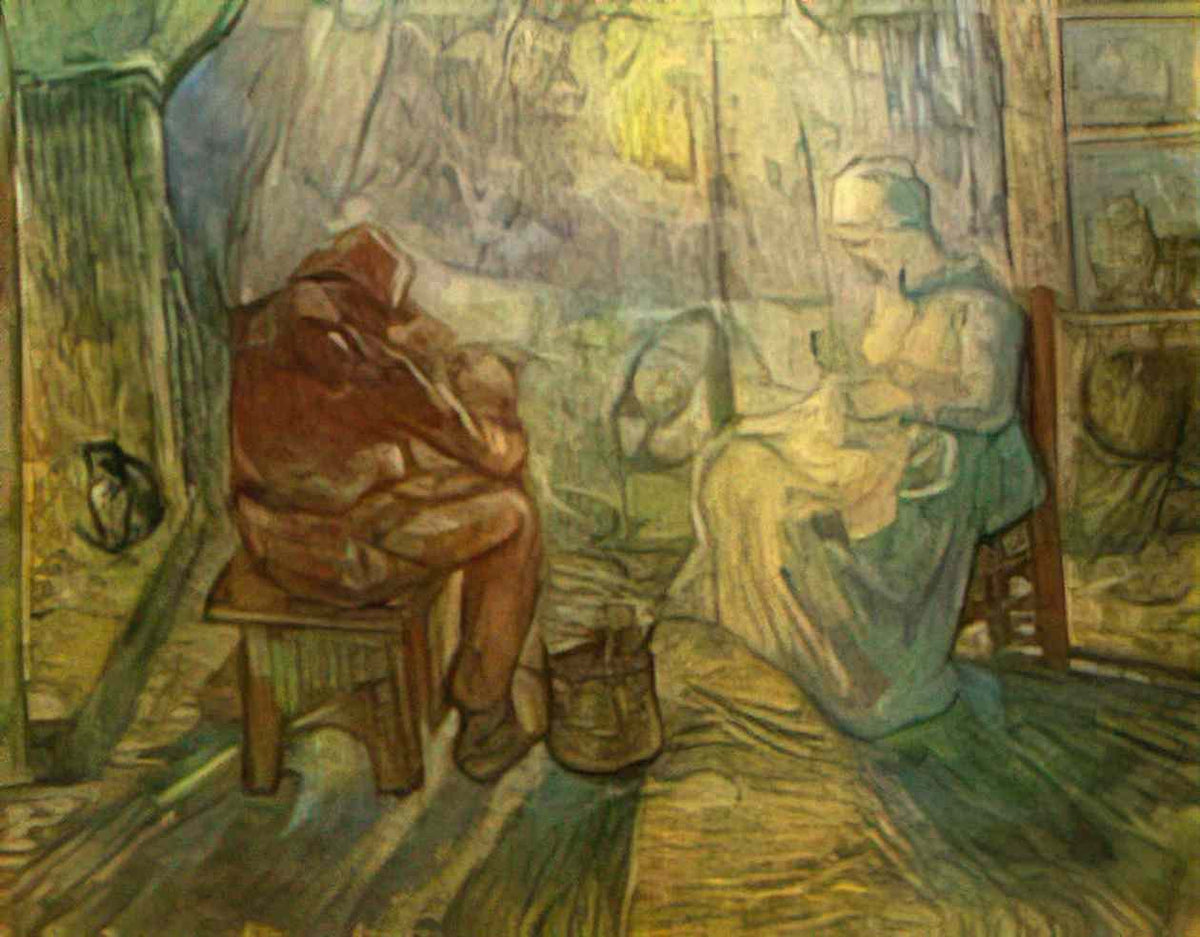 van gogh evening the watch after millet 1889 Art A4 Photo Print