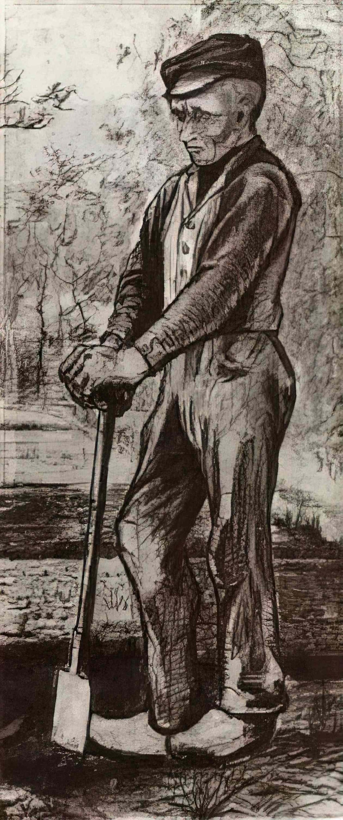 van gogh farmer leaning on his spade 1881 Art A4 Photo Print