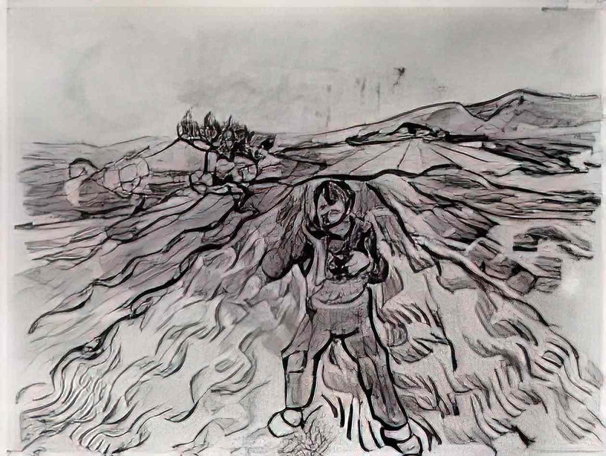 van gogh field with a sower 1890 Art A4 Photo Print