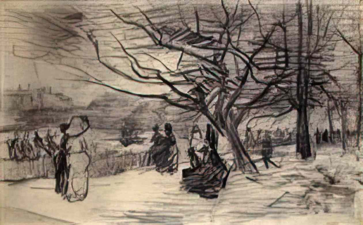van gogh figures in a park 1886 Art A4 Photo Print