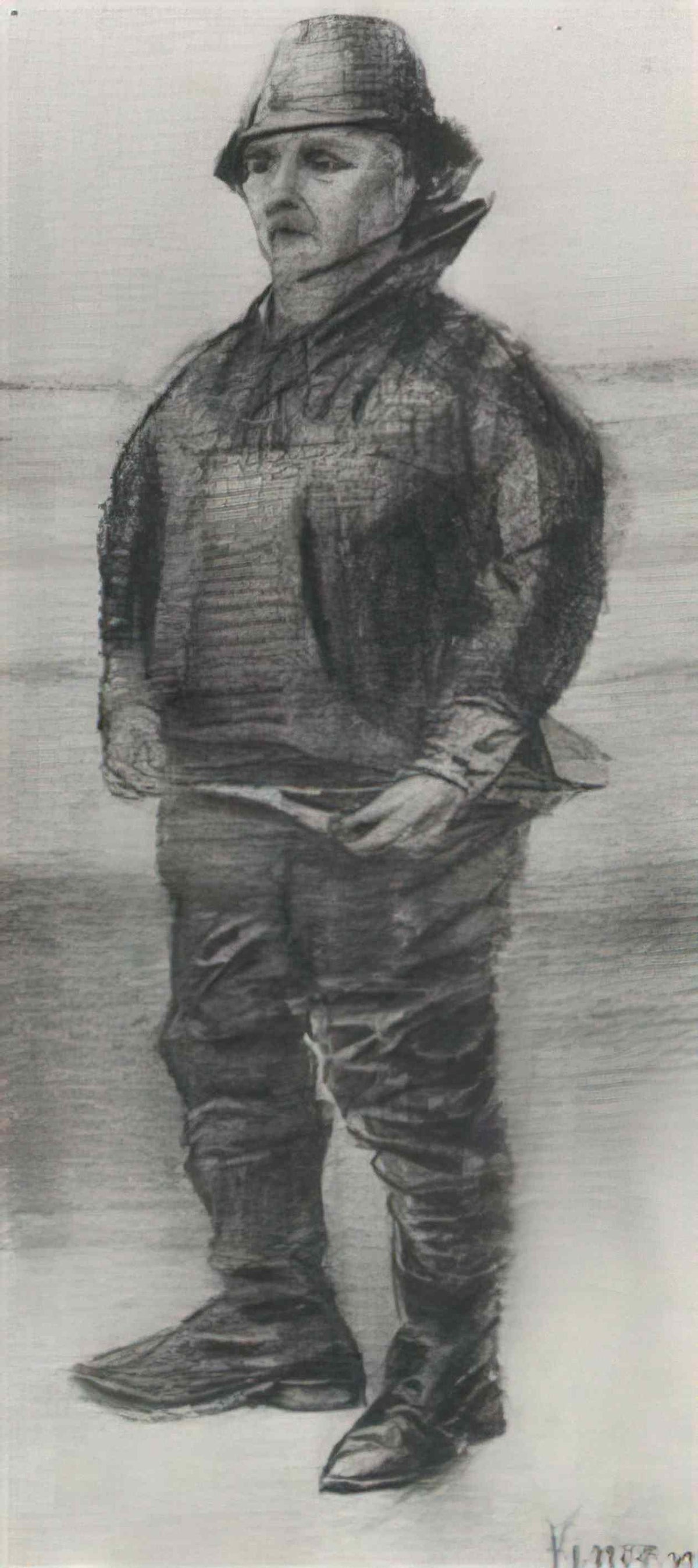 van gogh fisherman in jacket with upturned collar 1883 Art A4 Photo Print