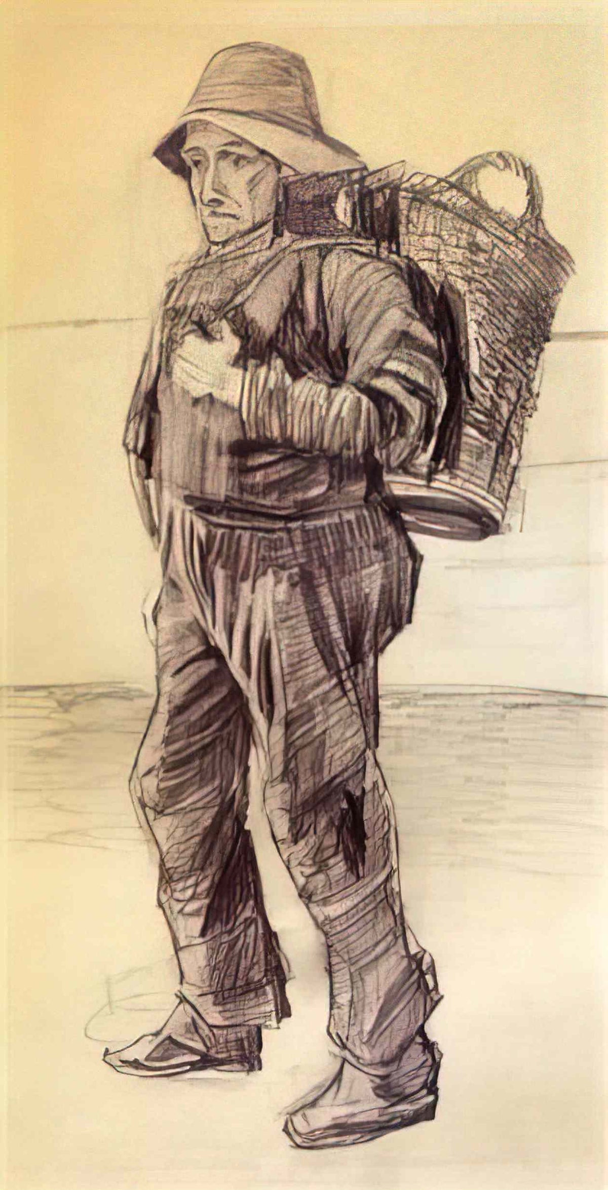 van gogh fisherman with basket on his back 1882 Art A4 Photo Print