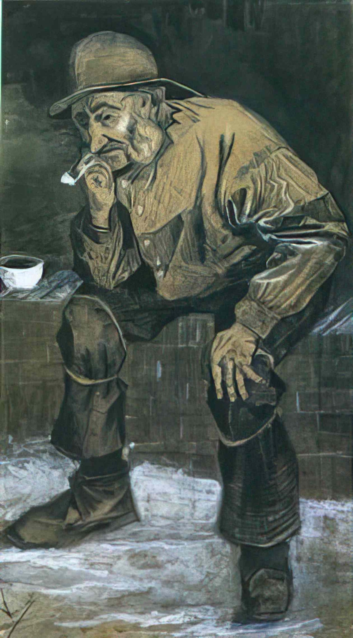 van gogh fisherman with sou wester sitting with pipe 1883 1 Art A4 Photo Print