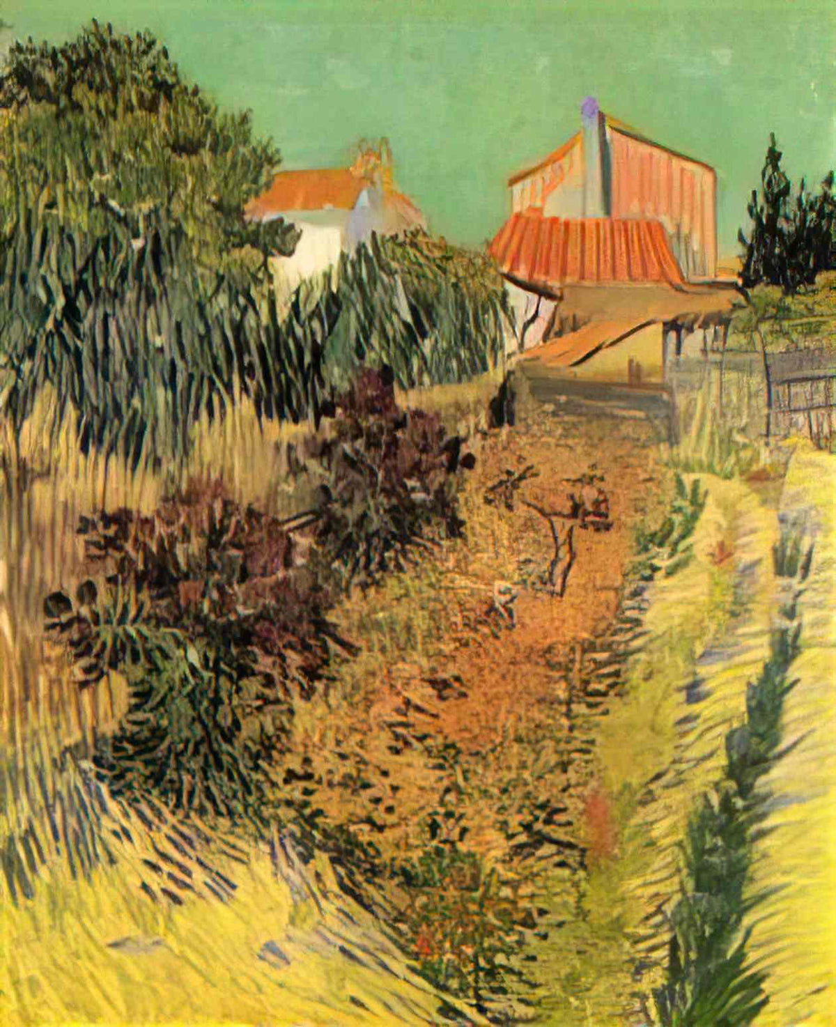 van gogh garden behind a house 1888 Art A4 Photo Print
