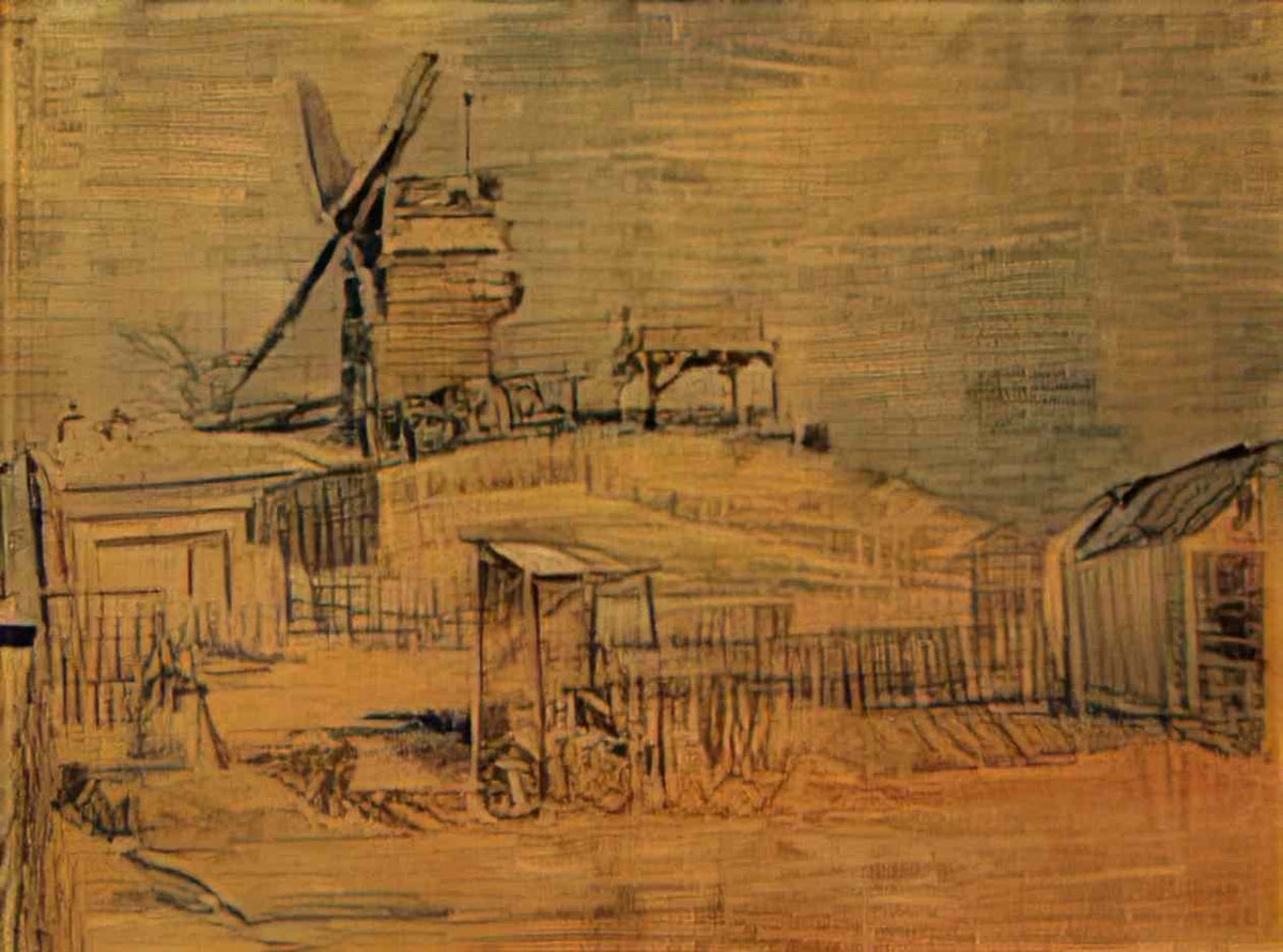 van gogh gardens on montmartre and the blute fin windmill 1887 Art A4 Photo Print