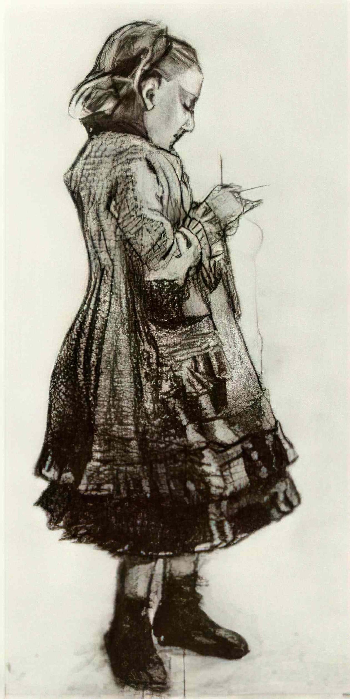 van gogh girl standing knitting 1882 Art A4 Photo Print