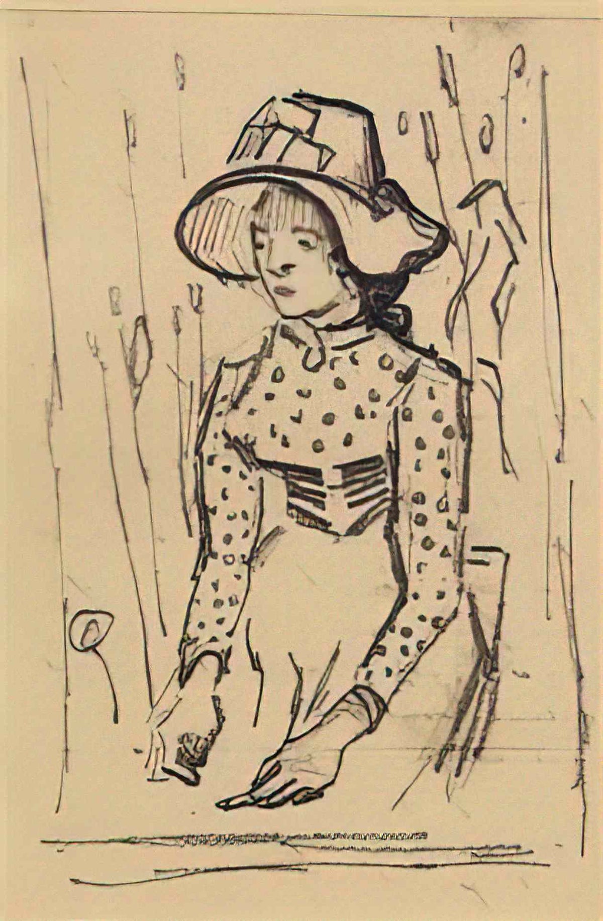 van gogh girl with straw hat sitting in the wheat 1890 Art A4 Photo Print