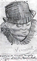 van gogh head of a man with hat 1886 Art A4 Photo Print