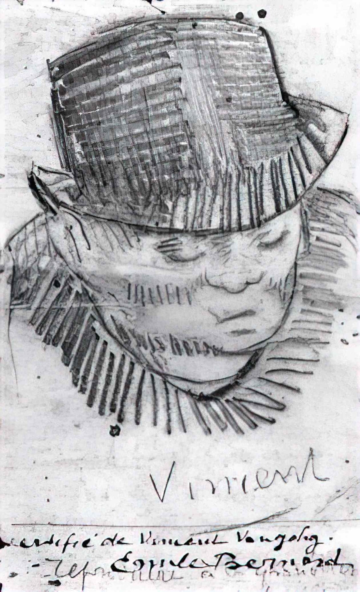 van gogh head of a man with hat 1886 Art A4 Photo Print
