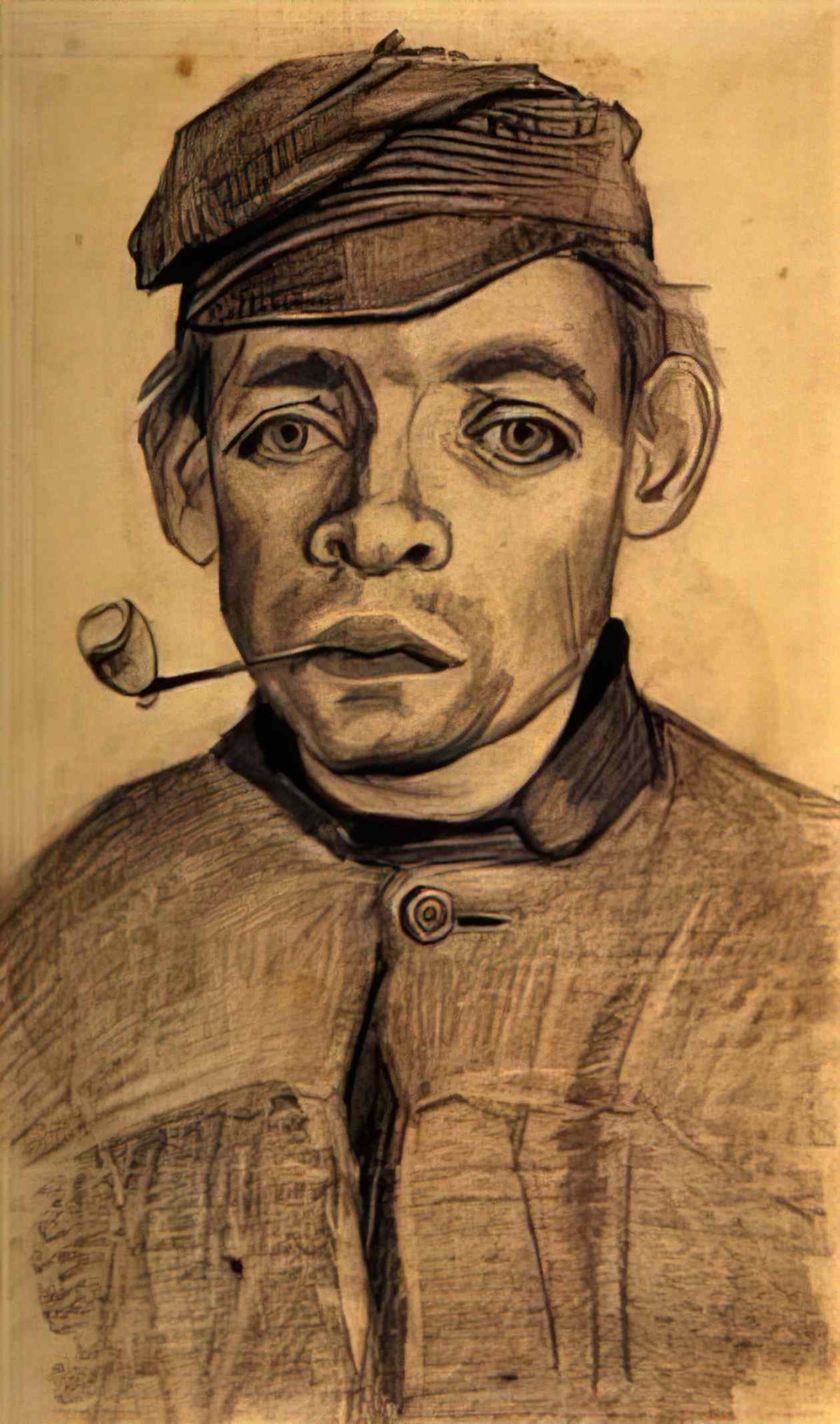 van gogh head of a young man with a pipe Art A4 Photo Print