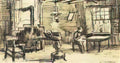 van gogh interior with woman sewing Art A4 Photo Print