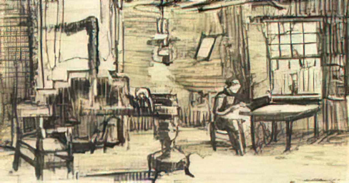 van gogh interior with woman sewing Art A4 Photo Print