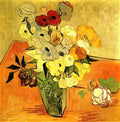 van gogh japanese vase with roses and anemones 1890 Art A4 Photo Print