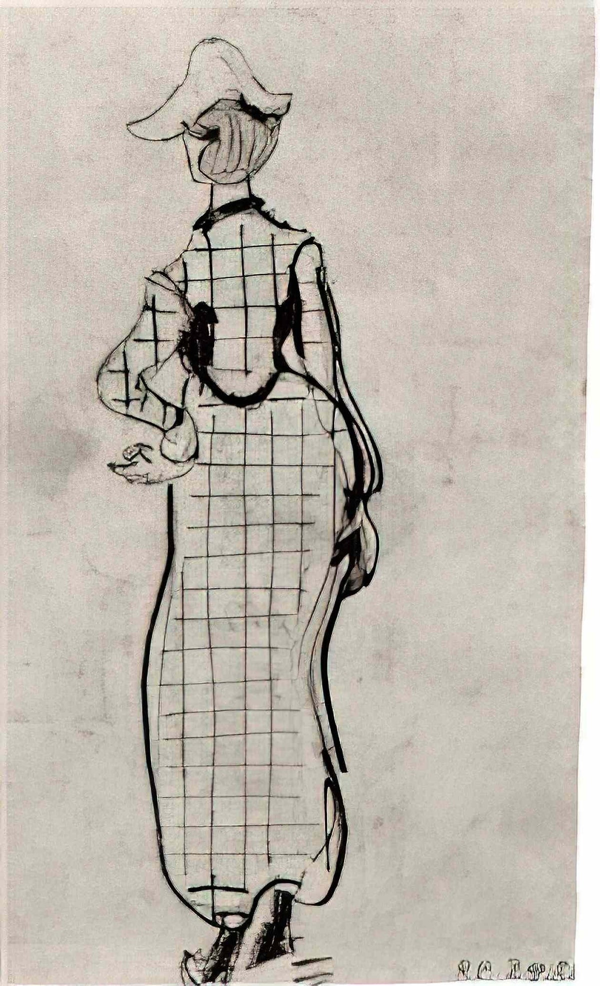 van gogh lady with checked dress and hat 1890 Art A4 Photo Print