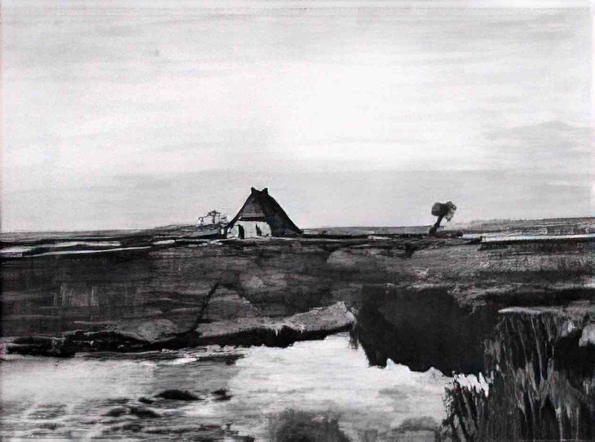van gogh landscape with a farm 1883 Art A4 Photo Print