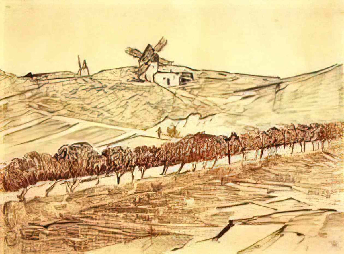 van gogh landscape with alphonse daudet s windmill 1888 Art A4 Photo Print
