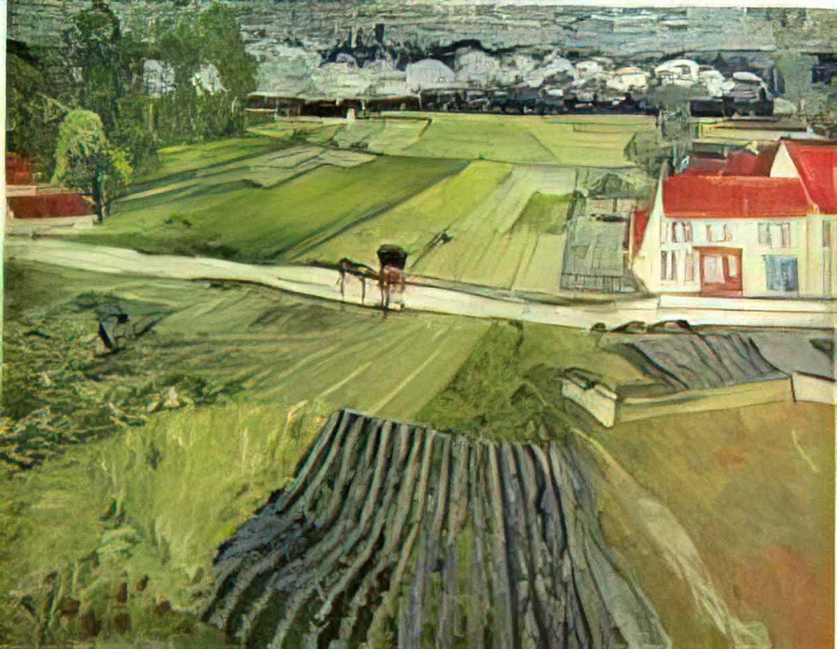 van gogh landscape with carriage and train 1890 Art A4 Photo Print