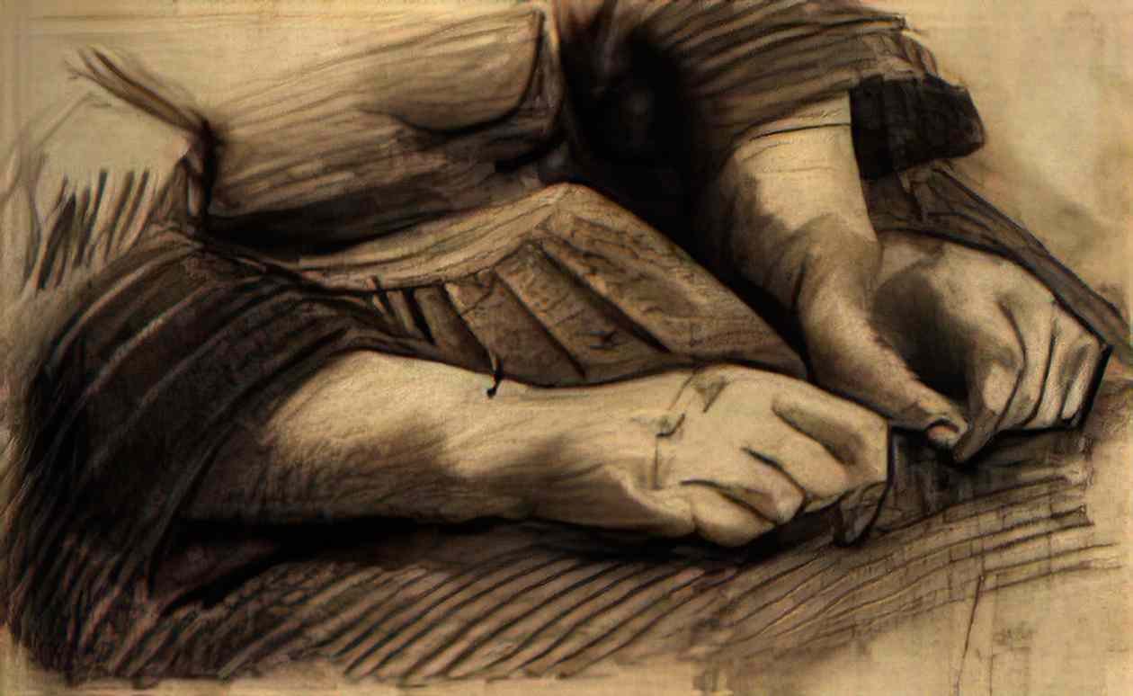 van gogh lap with hands Art A4 Photo Print