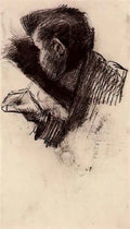 van gogh man drawing or writing 1886 Art A4 Photo Print