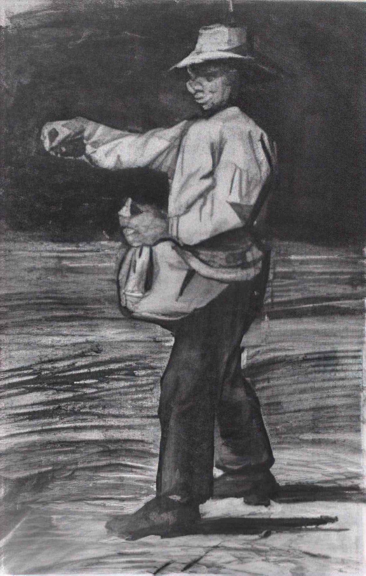 van gogh man feeding chickens or sowing 1883 Art A4 Photo Print