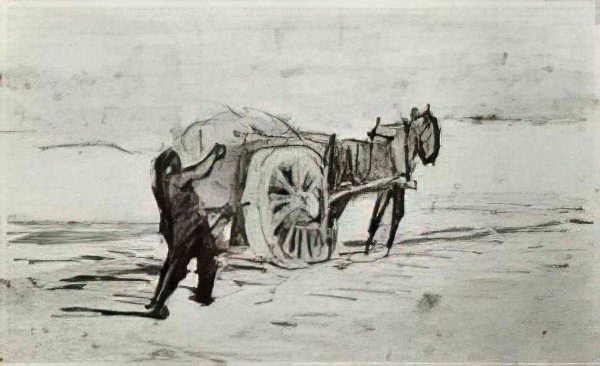 van gogh man loading a cart 1885 Art A4 Photo Print