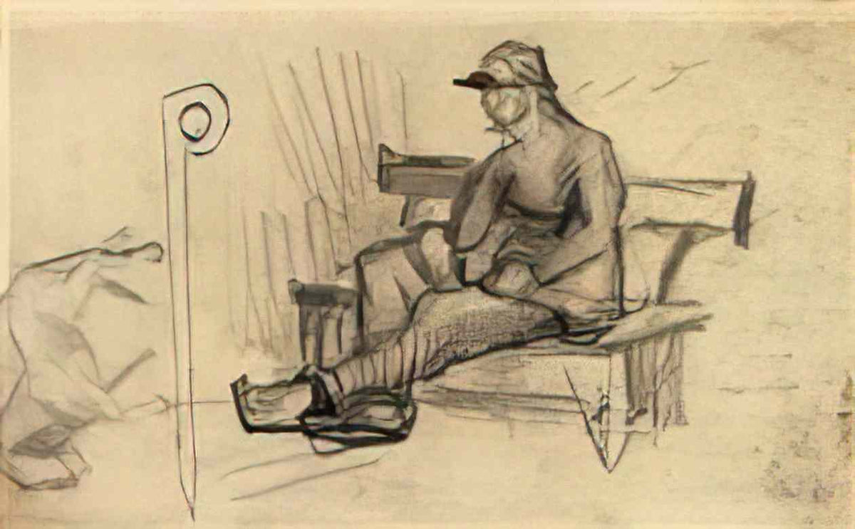 van gogh man on a bench 1886 Art A4 Photo Print
