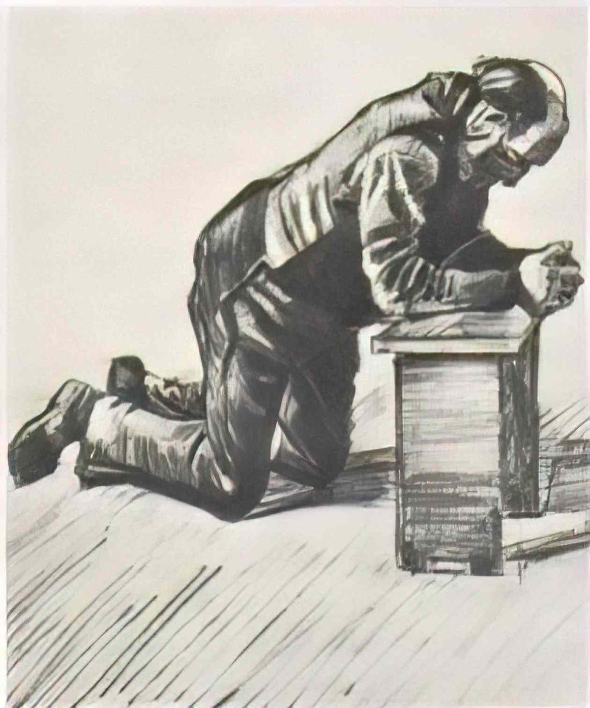 van gogh man praying 1883 Art A4 Photo Print