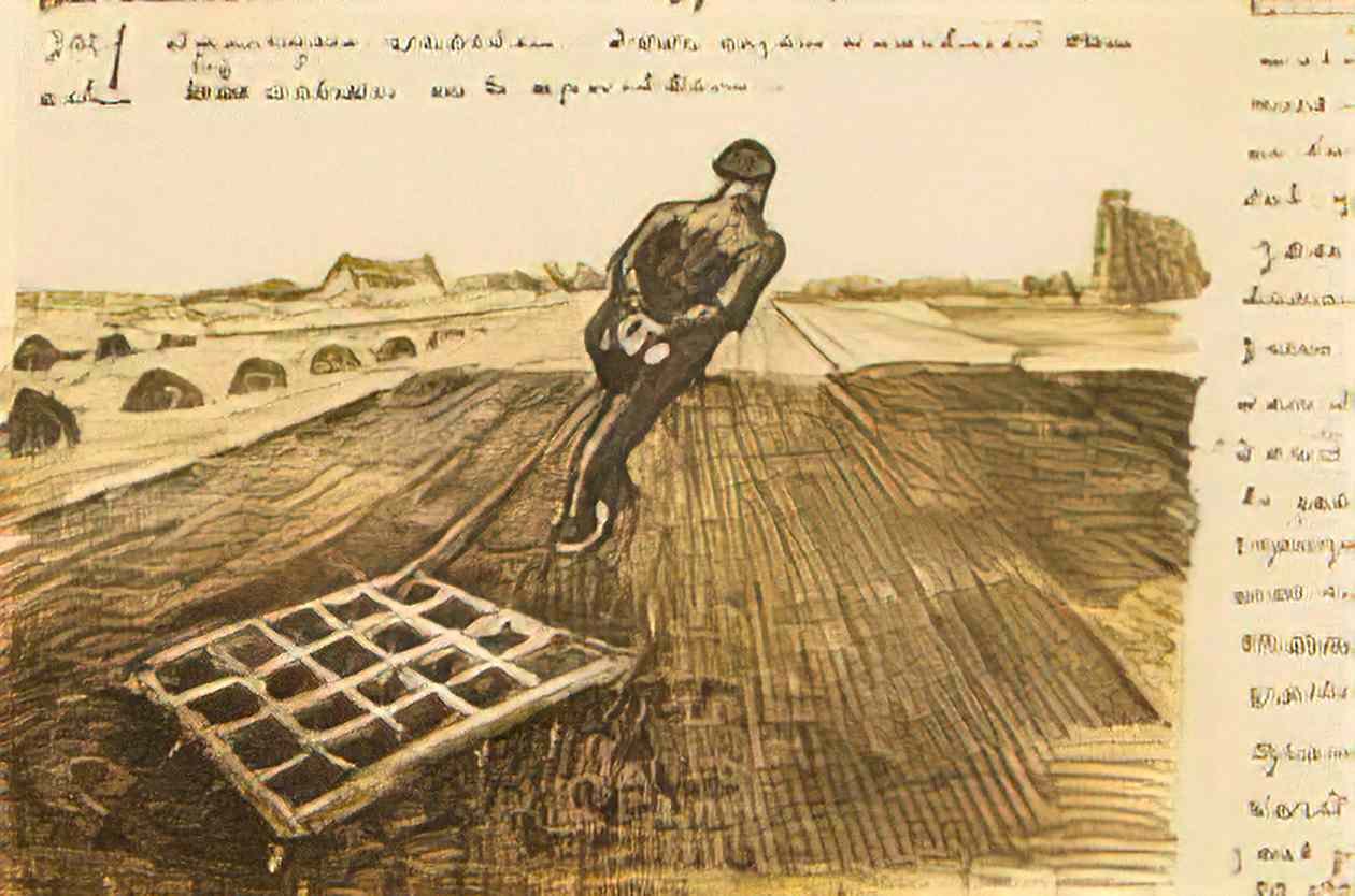 van gogh man pulling a harrow 1883 Art A4 Photo Print