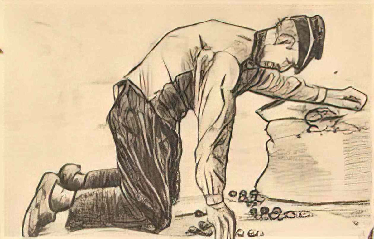 van gogh man putting potatoes in a sack 1881 Art A4 Photo Print