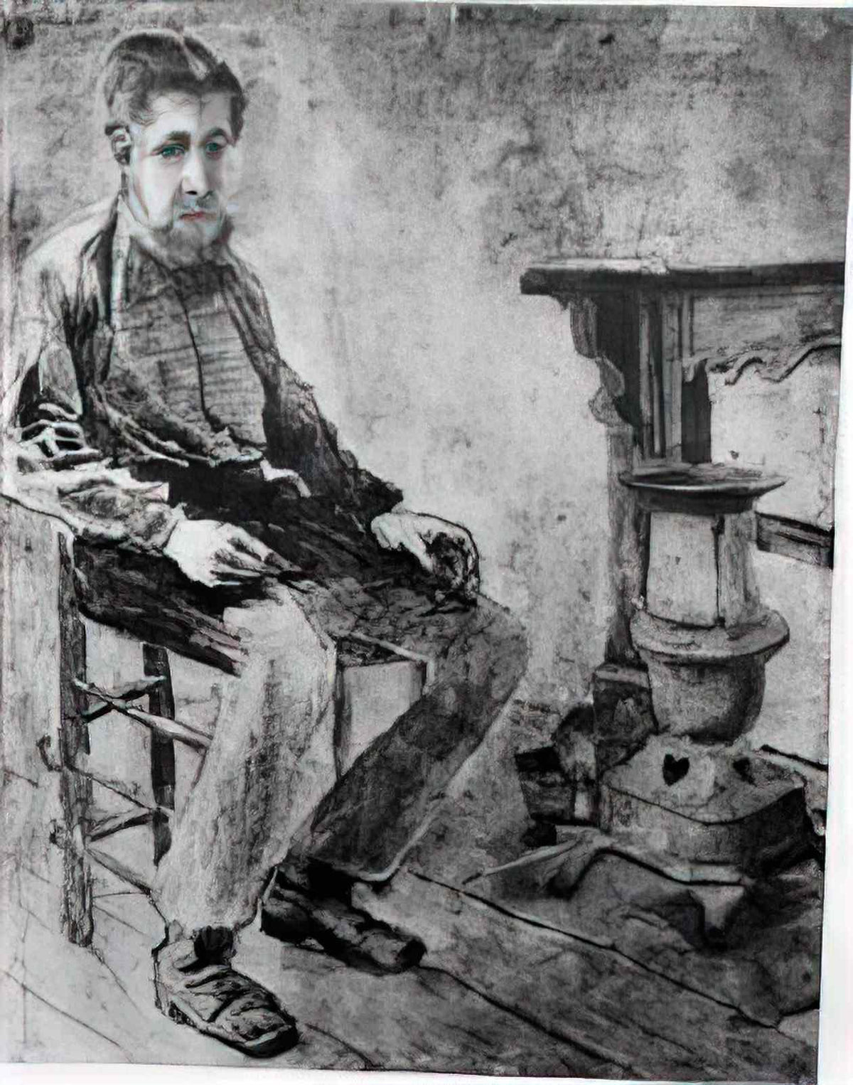van gogh man sitting by the stove the pauper 1882 Art A4 Photo Print