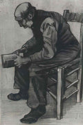 van gogh man sitting reading a book 1882 Art A4 Photo Print