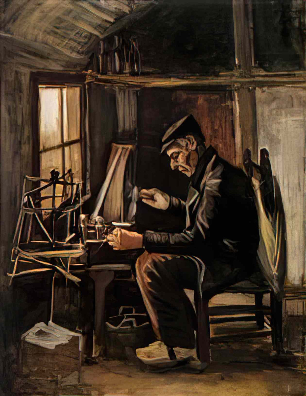 van gogh man winding yarn 1884 Art A4 Photo Print