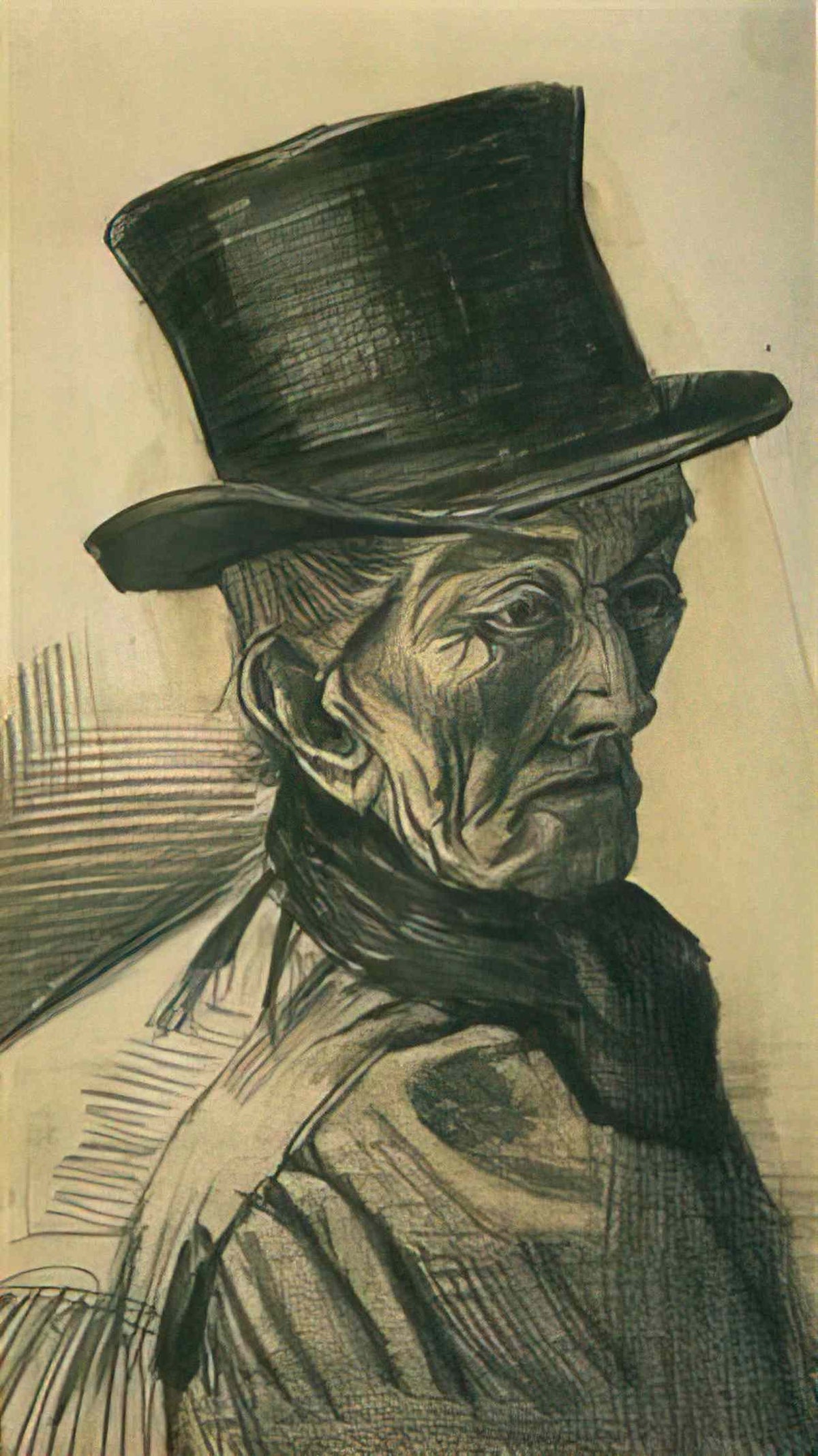 van gogh man with top hat 1882 Art A4 Photo Print