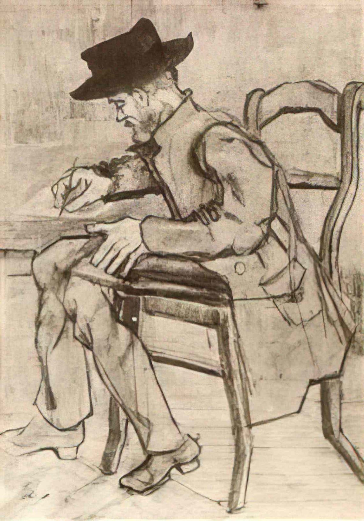 van gogh man writing facing left 1881 Art A4 Photo Print