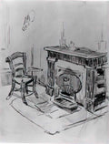van gogh mantelpiece with chair 1890 Art A4 Photo Print