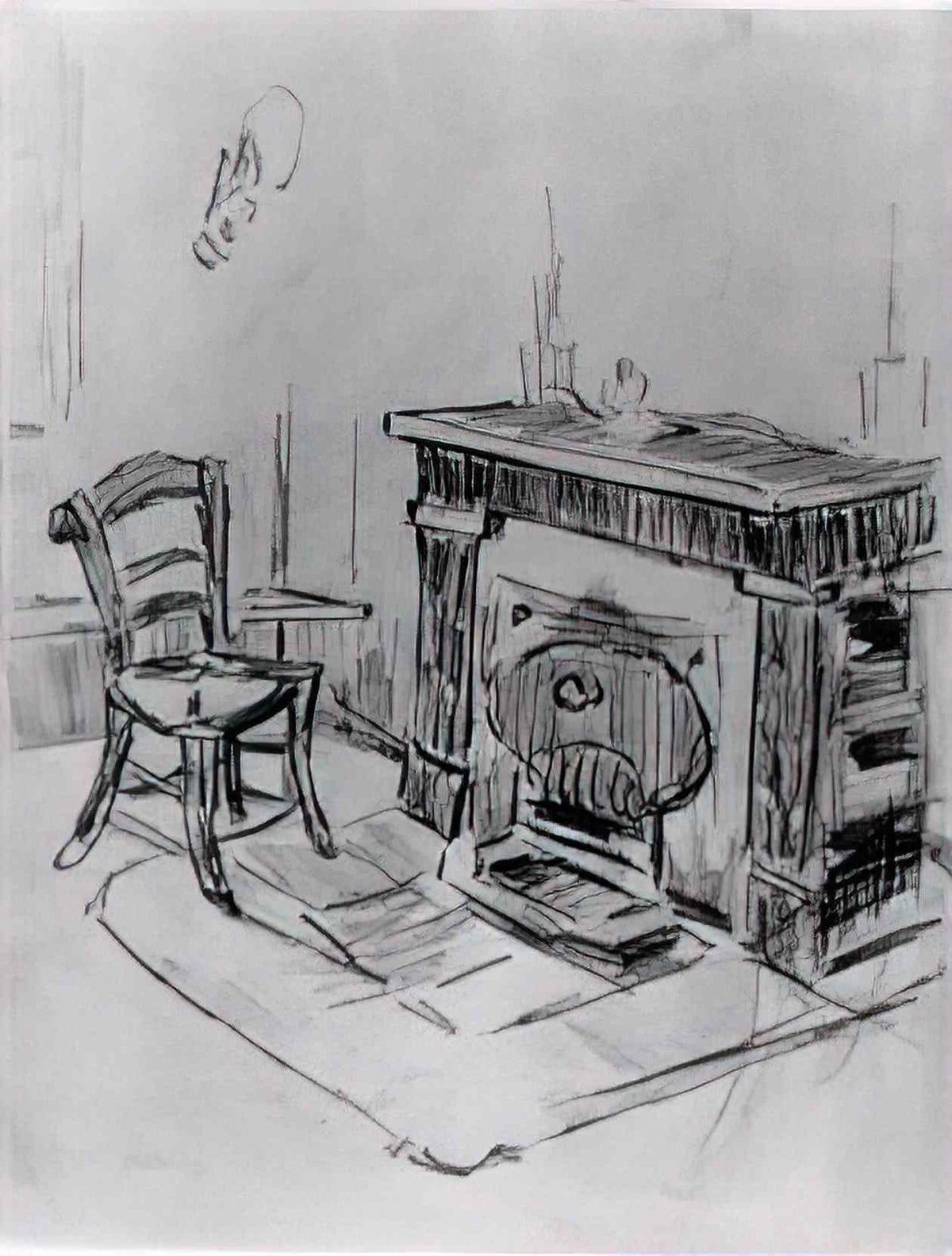van gogh mantelpiece with chair 1890 Art A4 Photo Print