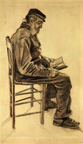 van gogh old man reading 1882 Art A4 Photo Print