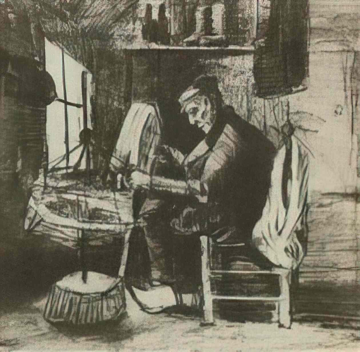 van gogh old man reeling yarn 1884 Art A4 Photo Print