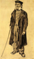 van gogh old man with a stick 1882 Art A4 Photo Print
