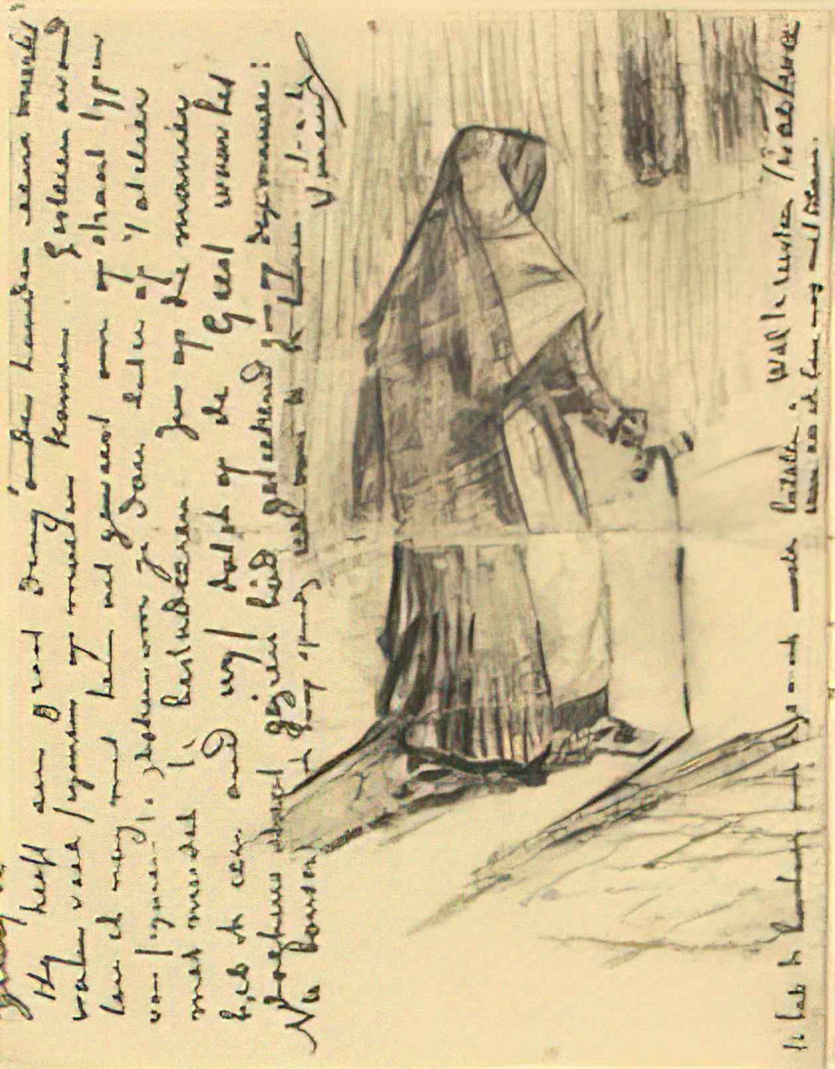 van gogh old woman seen from behind 1882 Art A4 Photo Print