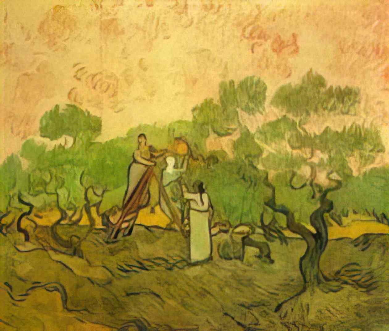 van gogh olive picking 1889 Art A4 Photo Print