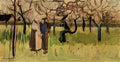 van gogh orchard in blossom with two figures spring 1888 Art A4 Photo Print