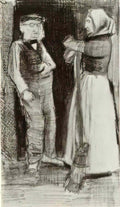 van gogh orphan man talking with woman sien 1883 Art A4 Photo Print
