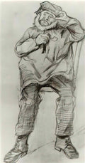 van gogh orphan man wearing a blouse sitting with pipe 1882 Art A4 Photo Print
