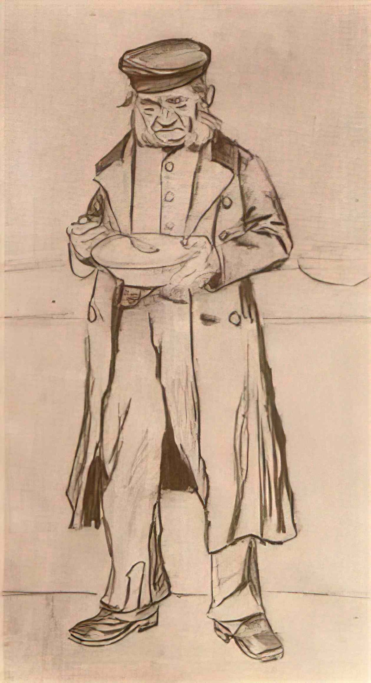 van gogh orphan man with cap eating 1882 Art A4 Photo Print