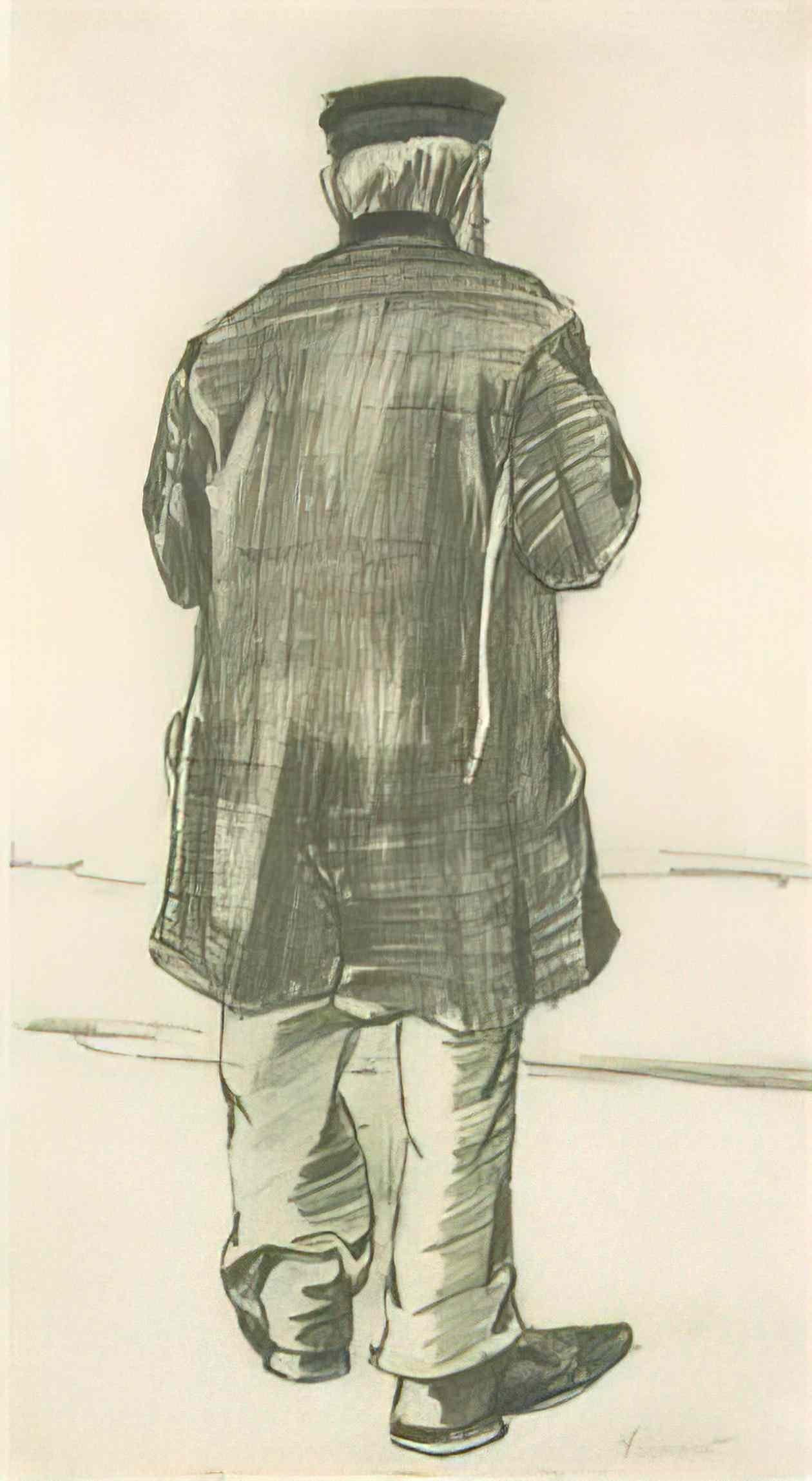 van gogh orphan man with cap seen from the back 1882 Art A4 Photo Print