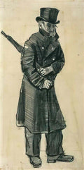 van gogh orphan man with top hat and umbrella under his arm 1882 Art A4 Photo Print