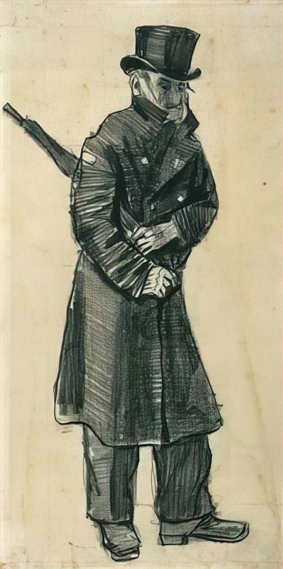 van gogh orphan man with top hat and umbrella under his arm 1882 Art A4 Photo Print