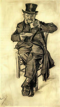 van gogh orphan man with top hat drinking coffee 1882 Art A4 Photo Print