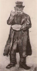 van gogh orphan man with top hat eating from a plate 1882 Art A4 Photo Print